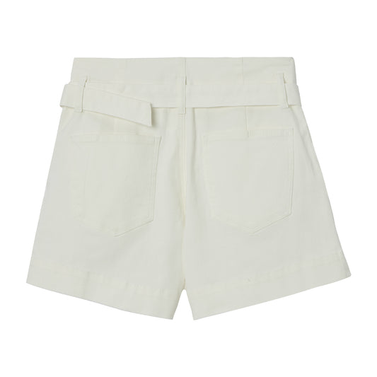 Mid Rise Relax Fit White Denim Shorts
