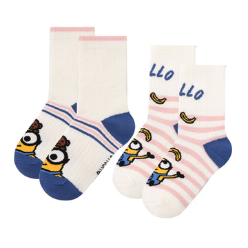 2-Pair Minions Long Socks (Pink)
