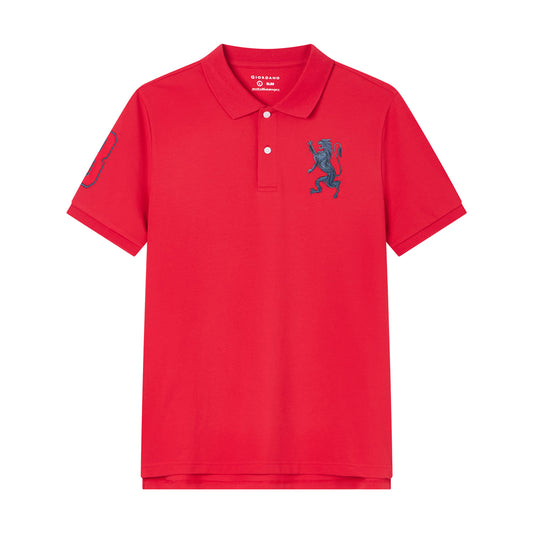 3D Lion Embroidered Slim Fit Polo