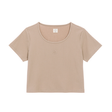 Ribbed U Neck Comfort Fit T-Shirt