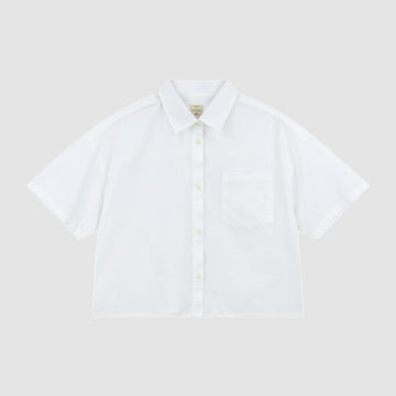 Stretch Oxford Cropped Cotton Shirt