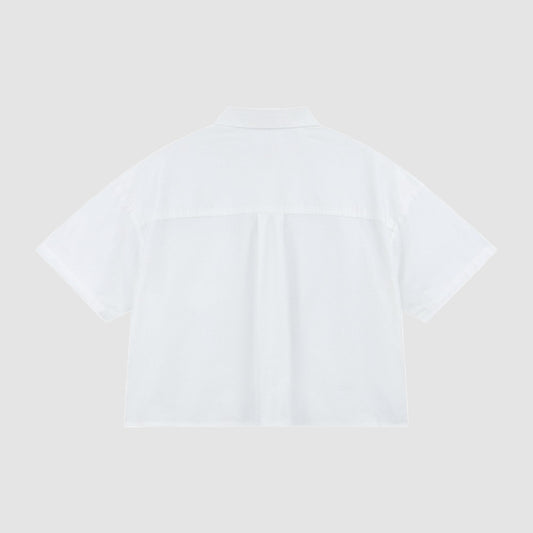 Stretch Oxford Cropped Cotton Shirt