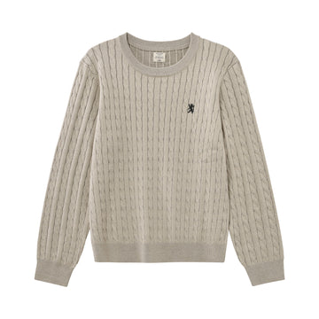 Pullover Sweater with Lion Embroidery