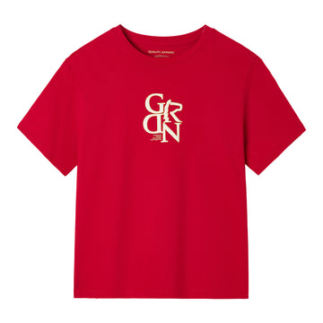 Haute Red Printed Boyfriend Tee