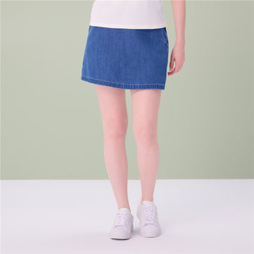 High-Waist Denim Skort
