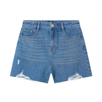 High-Waist Relaxed Denim Shorts
