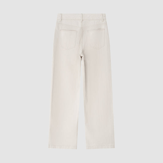 Raw Color Wide Leg Denim Jeans