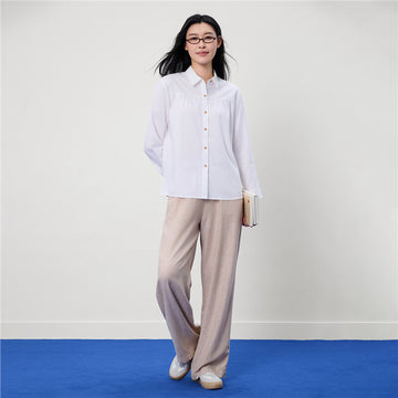 High-Waist Wide Leg Linen Cotton Pants