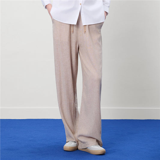 High-Waist Wide Leg Linen Cotton Pants